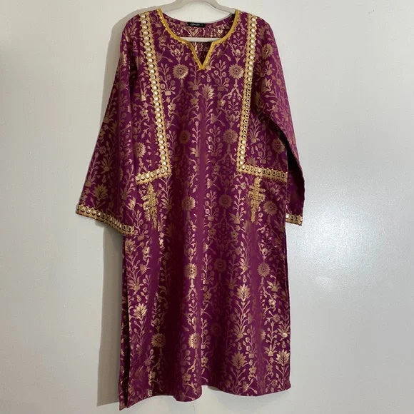 Pakistani Cross Stitch Embroidered & mirror work Kurta size large - Picture 3 of 7